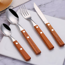 Load image into Gallery viewer, Oak - Rustic Wood Handle Stainless Steel Silverware Set