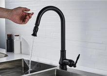 Load image into Gallery viewer, Retractable Black Antique Bronze Touch Control Kitchen Faucet
