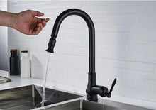 Load image into Gallery viewer, Retractable Black Antique Bronze Touch Control Kitchen Faucet