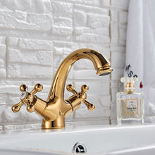 Load image into Gallery viewer, Polished Gold retro vintage two handle basin bathroom faucet