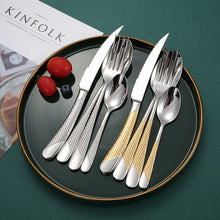Load image into Gallery viewer, modern silver or copper gold dining set