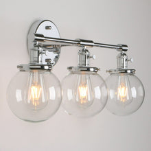 Charger l'image dans la galerie, retro chrome three bulb vintage style wall sconce