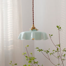 Load image into Gallery viewer, sky blue glass flower pendant light