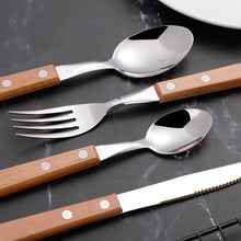 Load image into Gallery viewer, Oak - Rustic Wood Handle Stainless Steel Silverware Set
