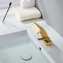 Load image into Gallery viewer, Designer brushed gold curved bathroom faucet