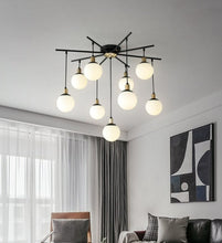 Load image into Gallery viewer, Nine bulb Neo frosted glass globe chandelier