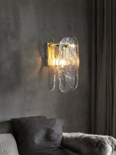 Load image into Gallery viewer, natural textured hand-cut glass wall sconce