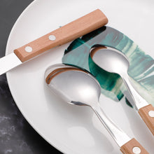 Load image into Gallery viewer, Oak - Rustic Wood Handle Stainless Steel Silverware Set