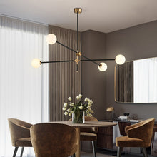 Load image into Gallery viewer, black and brass accent two bulb dining room light