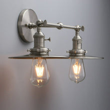 Load image into Gallery viewer, brushed nickel two-bulb rustic wall sconce