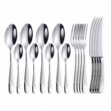 Load image into Gallery viewer, Luxury Textured Handle Silverware Set