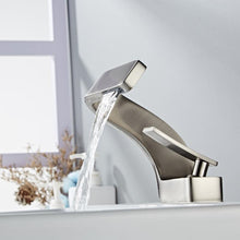 Load image into Gallery viewer, brushed nickel modern curved bathroom faucet