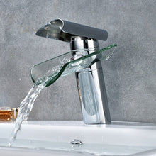 Load image into Gallery viewer, chrome color glass waterfall bathroom faucet