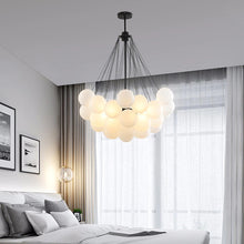 Load image into Gallery viewer, black frame European frosted glass chandelier for master bedroom
