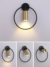 Cargar imagen en el visor de la galería, black and bronze modern rotatable wall sconce