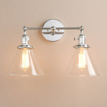 Load image into Gallery viewer, chrome rustic two bulb wall sconce