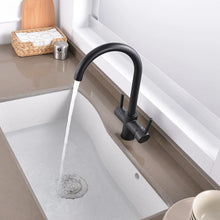 Load image into Gallery viewer, Dual Handle Modern Kitchen Faucet in Black