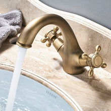 Load image into Gallery viewer, Brass two handle retro powder room faucet