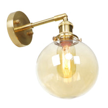 Load image into Gallery viewer, amber glass globe farmhouse chic wall sconce
