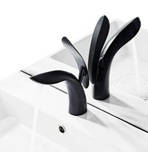 Load image into Gallery viewer, Modern black curved basin faucet for master bathrooms