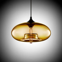 Load image into Gallery viewer, amber tinted glass modern pendant light