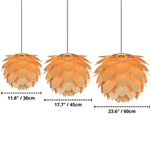 Charger l'image dans la galerie, Handcrafted Wood Pinecone Pendant Light Dimensions