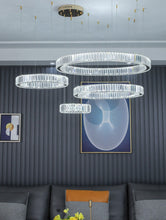 Load image into Gallery viewer, natural white glass chandelier with multiple rings
