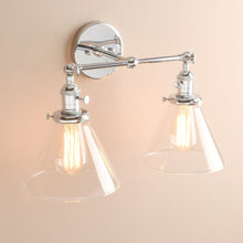 Load image into Gallery viewer, farmhouse vintage chrome two bulb wall lamp