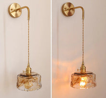 Load image into Gallery viewer, brass amber glass chic retro wall lights