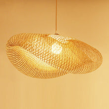 Load image into Gallery viewer, Handwoven bamboo pendant light fixture