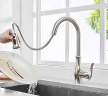 Load image into Gallery viewer, Brushed Nickel Retractable Kitchen Faucet
