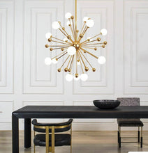 Load image into Gallery viewer, Modern frosted glass globe chandelier in gold
