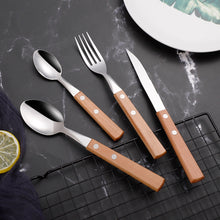 Load image into Gallery viewer, Oak - Rustic Wood Handle Stainless Steel Silverware Set
