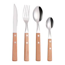 Load image into Gallery viewer, Oak - Rustic Wood Handle Stainless Steel Silverware Set