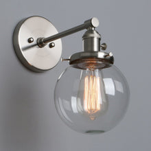 Charger l'image dans la galerie, vintage brushed nickel wall sconce