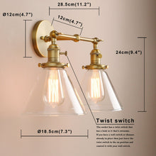 Load image into Gallery viewer, Finley two bulb wall sconce dimensions