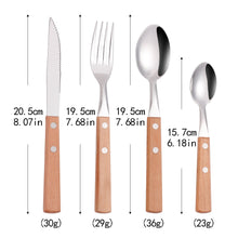 Load image into Gallery viewer, rustic wood handle silverware set dimensions