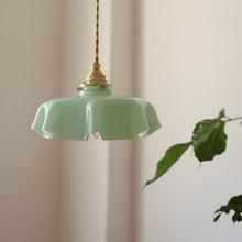 Load image into Gallery viewer, draped flower pendant light in green