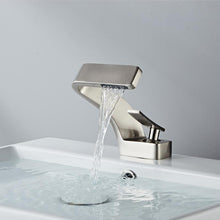 Load image into Gallery viewer, Curved modern brushed nickel basin faucet