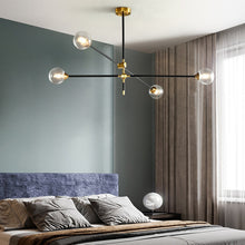 Load image into Gallery viewer, master bedroom modern four bulb amber glass light fixture