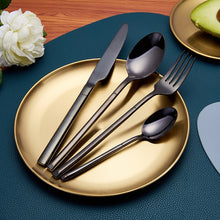 Charger l'image dans la galerie, midnight black stainless steel silverware set
