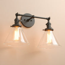 Load image into Gallery viewer, rustic vintage wall lamp with two bulbs