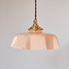 Load image into Gallery viewer, brass and glass retro flower pendant light
