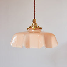 Load image into Gallery viewer, brass and glass retro flower pendant light
