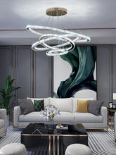 Charger l'image dans la galerie, LED glass crystal adjustable ring chandelier