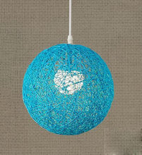 Load image into Gallery viewer, Blue wicker pendant light