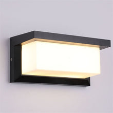Load image into Gallery viewer, Modern outdoor wall sconce in sleek rectangular shape, glass and aluminum
