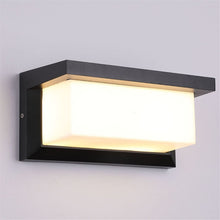 Load image into Gallery viewer, Modern outdoor wall sconce in sleek rectangular shape, glass and aluminum