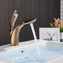 Load image into Gallery viewer, Polished Rose Gold Modern Bathroom Faucet