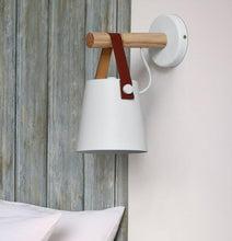 Load image into Gallery viewer, leather strap accent bedside wall lamp